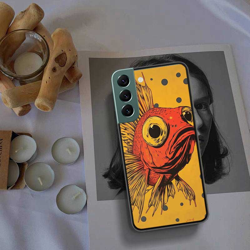Pop Art Drawing Ideas Fish Phone Case For Samsung Galaxy S22 S25 Ultra S21 S10 Plus S26 Edge S20 S23 S24 FE Cover Silicone S