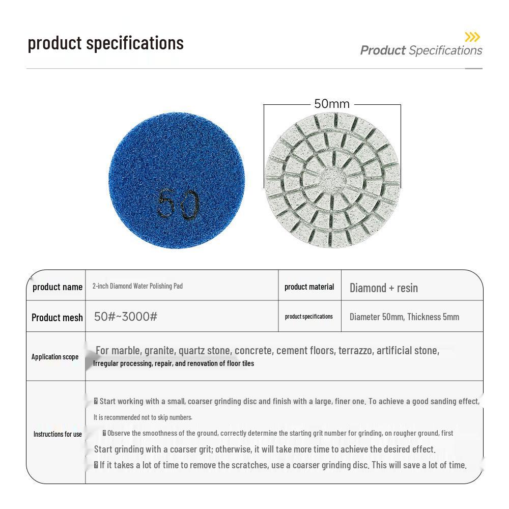 2" Angle Grinder Water Polishing Pad - Small Diamond Dry Polisher for Marble & Stone