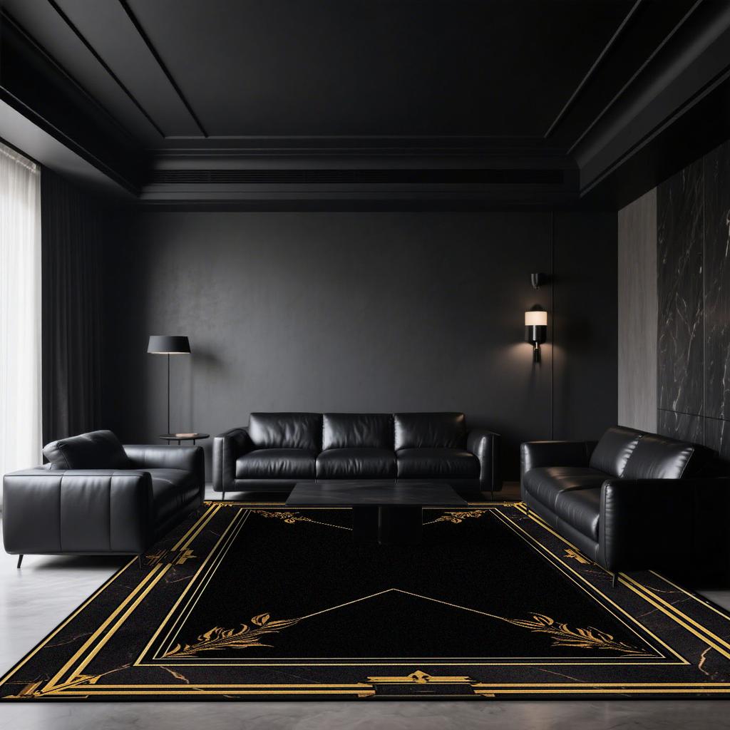 Black Marble Carpets for Living Room Dark toned Decoration Home Sofa Large Size Rugs Bedroom Cloakroom Short Velvet Floor Mat