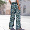 Dames zomer boho palazzo broek met hoge taille, wijde pijpen en bloemenprint, casual broek met zakken