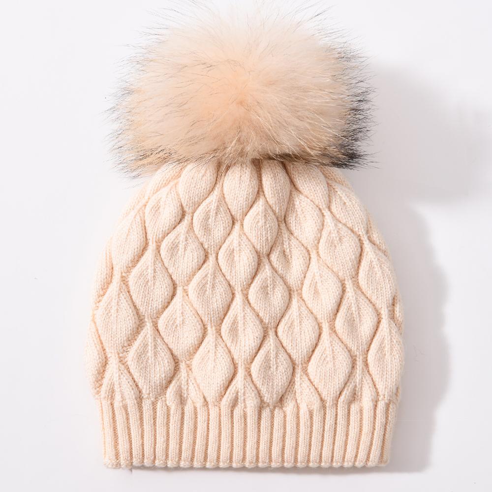 Jxwatcher Women Winter Hat Real Fur Pompom Angora Knitted Wool Beanie Fashion Casual Outdoor Thick Ladies Warm Fur Ball Hats New