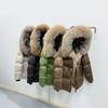 Europe Station's new luxury fur fox big fur collar white goose down jacket women's medium and long thickened coat