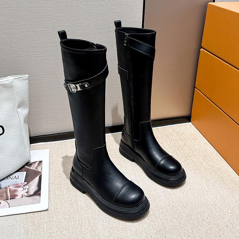 Brown Boots Women's Autumn and Winter New Maillard High Boots But Knee Long Leather Platform Boots