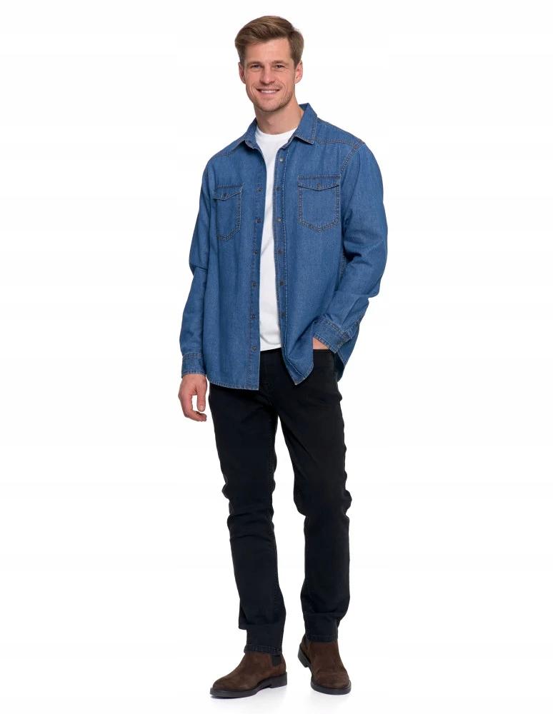 Men's Cotton Denim Shirt Elegant Modern Classic MORAJ XL BLUE