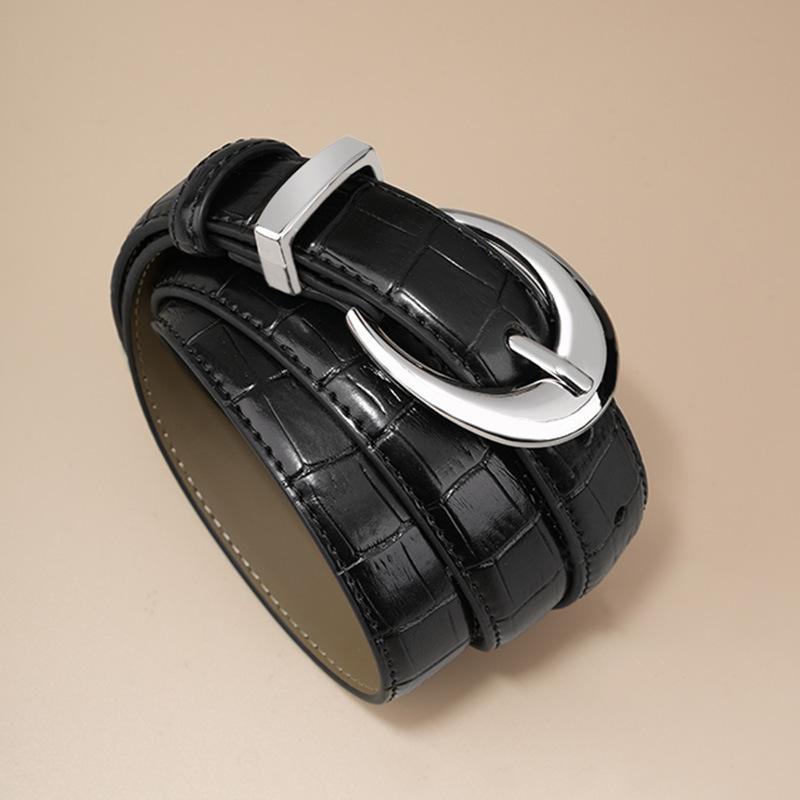 Women's Belt, Women's Genuine Leather Thin Belt, Korean Style, Fashionable and Versatile Casual Decorative Small Belt Ins Belt