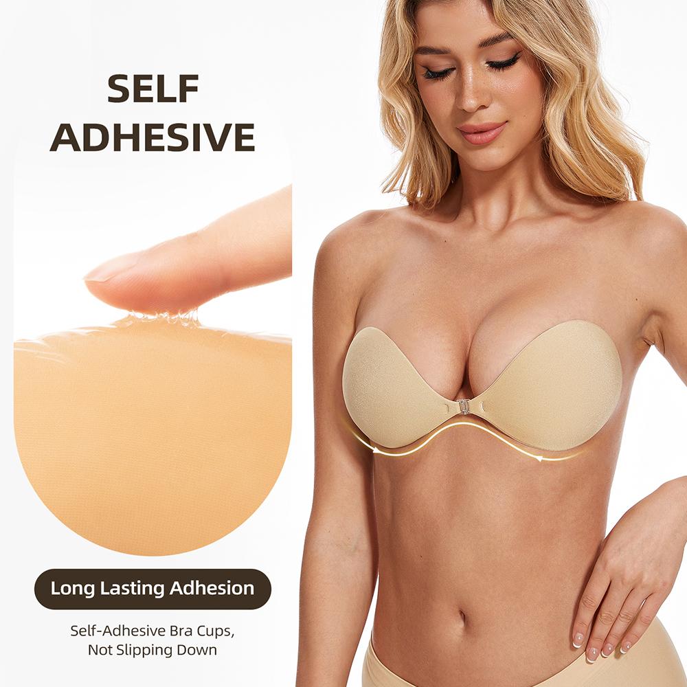 Women Backless and Strapless Adhesive Bra with Self-Adhesive Bra Cups