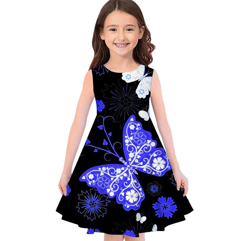 Children's Sleeveless Dress Fashionable Round Neck Casual Comfortable Breathable Girls Summer Versatile Mini Dress