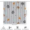 Adorable Animal Print Shower Curtain Set For Bathroom Decor Waterproof Fabric With Hooks Various Sizes Available (White)