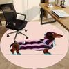 1pc Dachshund Sweater Office Round Rug, Non-slip, Soft and Durable Office Rug for Interior Decoration, Perfect for Office, Beautiful Decoration yy2603