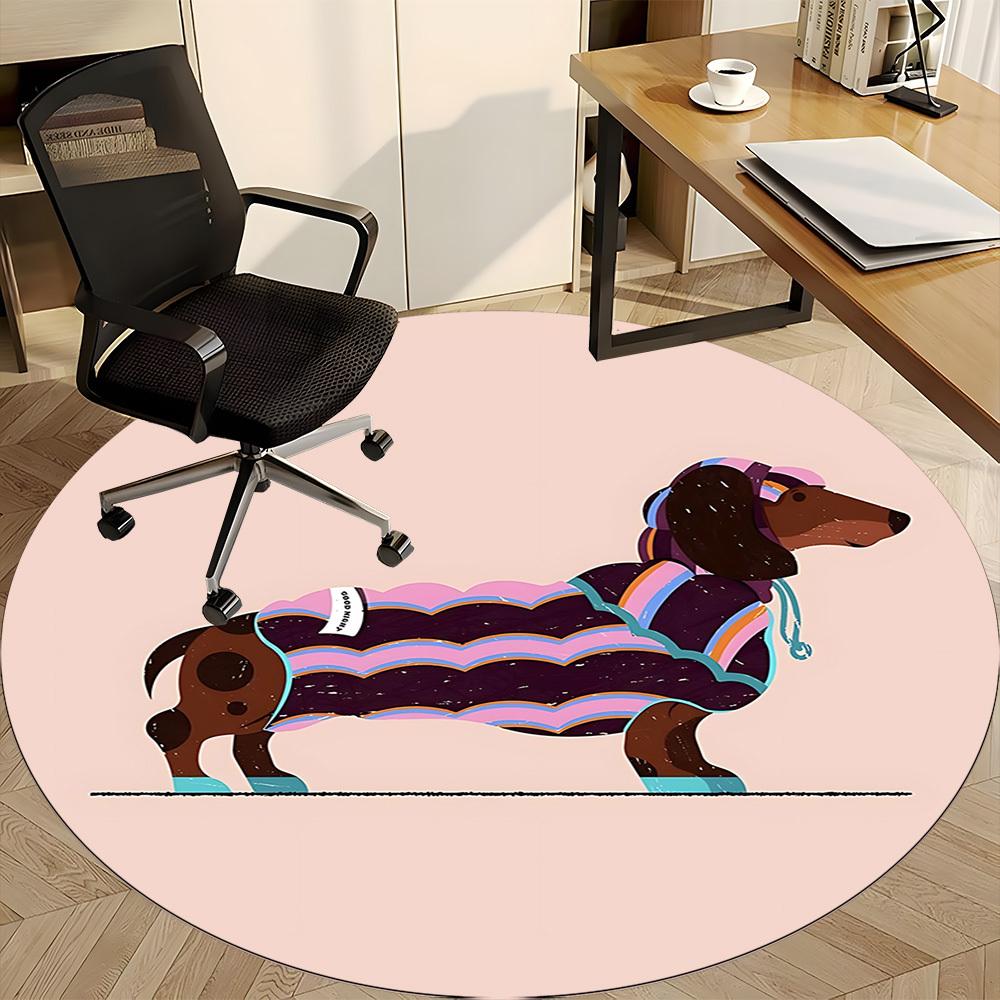 1pc Dachshund Sweater Office Round Rug, Non-slip, Soft and Durable Office Rug for Interior Decoration, Perfect for Office, Beautiful Decoration yy2603