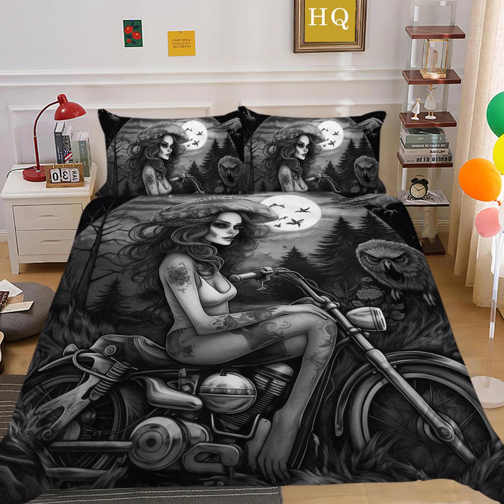 3D Beauty Skull Druck Bettwäsche Full Size Polyester Teenager Design Mode Hohe Qualität Heim Bettwäsche