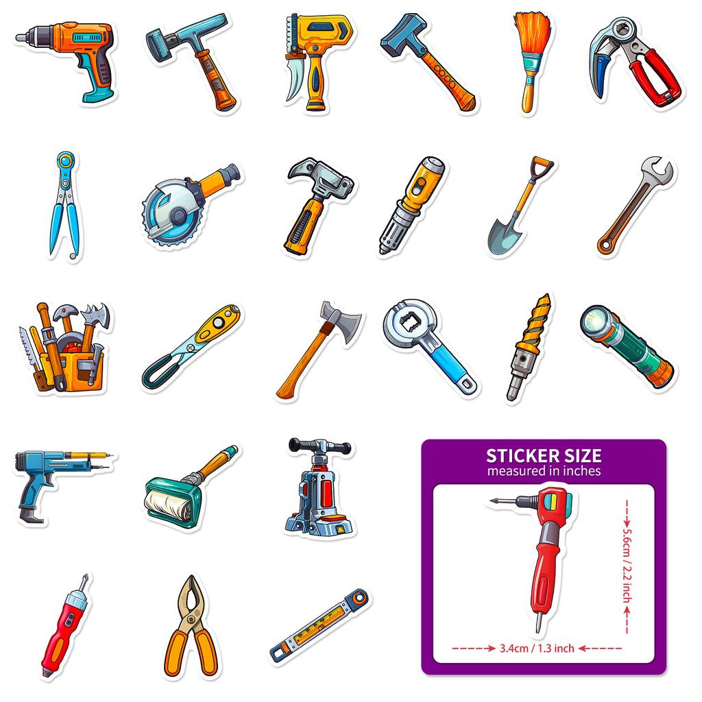 50 Nye Verktøy Konkurranse Collage Papir Barne Tegneserie Elektrisk Drill Sag Øks Reparasjonsverktøysett