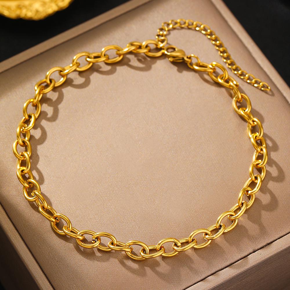 Stainless Steel Anklets Minimalist Temperament Glossy Chain Hip-Hop Retro Anklets For Women Zircon Everyday Wear Gifts New In