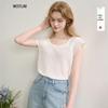 Xiyu 2025 Summer Lightweight Flutter Sleeve U-Neck Knit Top