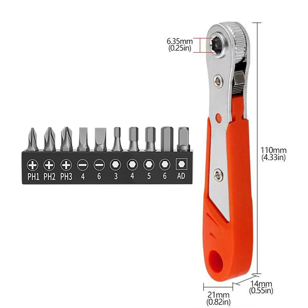 Mini Ratchet Wrench 1/4" Socket Set - Reversible Quick Screwdriver with Phillips, Hex, and Torx Multifunctional Kit
