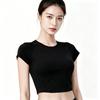 Quick-drying Breathable Yoga Clothes Top Women's 1011 New Beautiful Nude Skin-friendly Short-sleeved Pilates Fitness Suit Summer