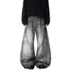 Used D-Print Weitbeinige Jeans für Herren, Retro-Silhouette im Stil der amerikanischen Ödnis, Nischen-Oversized, gewaschene curved knife Hose