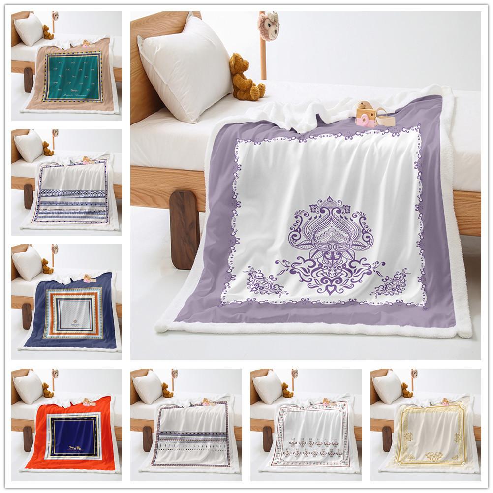 American simple 2D digital printing thickened lamb wool crystal fleece blanket blanket nap nap blanket