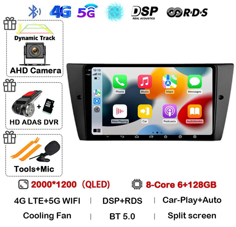 Android 14 Wireless Carplay Auto Car Radio For BMW E90 E91 E92 E93 3 Series Multimedia Stereo Video Player Head Unit GPS WIFI+4G