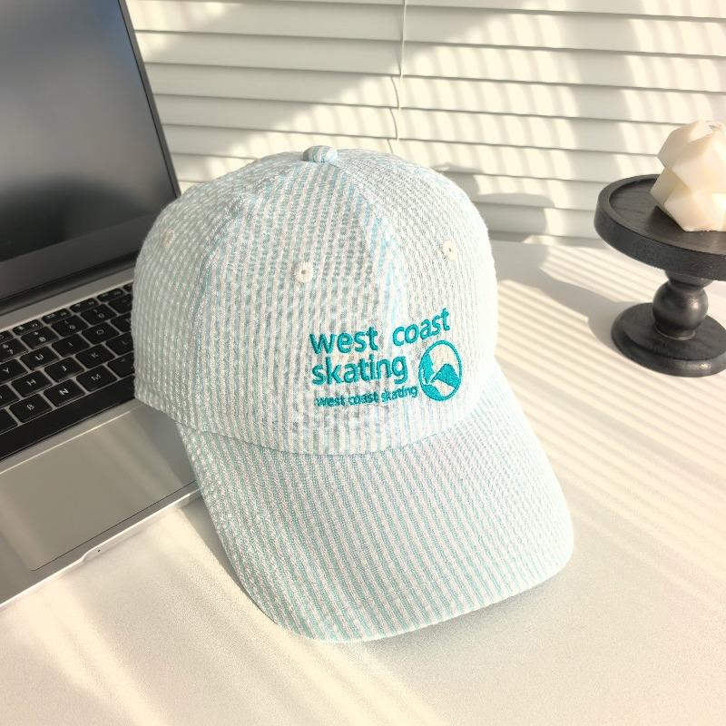 1pc Striped Embroidered Baseball Cap for Women,outdoor Leisure Korean Style Fresh and Cute Sunshade Cap,suitable for Daily Wear