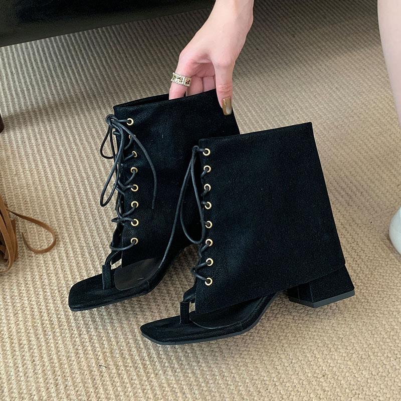 

Мода Мода Босоножки на каблуке с открытым носком Женские Ботильоны на шнуровке Женская Современная Женская Короткая Обувь Шлепанцы Туфли 35 чёрный