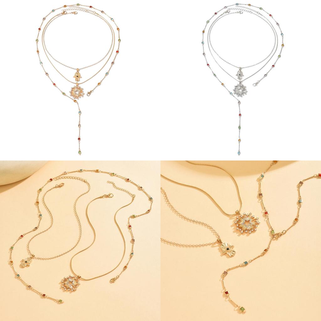 Star Jewelry Chain Necklace For Women With Colorful Tassels And Crystal Embellishments