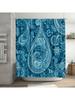 1pc Digital Blue Paisley Shower Curtain , Durable Polyester, Easy-Clean, Machine Washable with Hooks, for Bathroom Decor