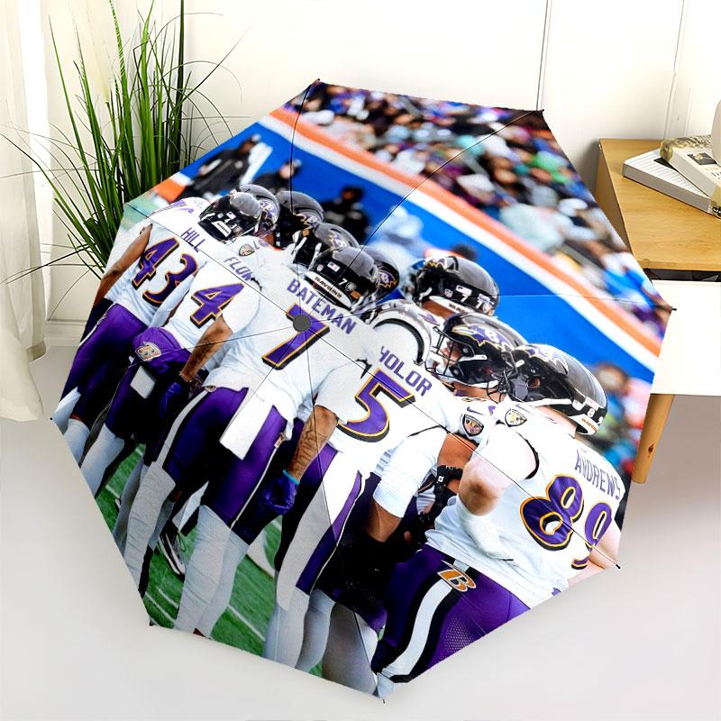 Baltimore Ravens Players Pattern, Automatic Folding Umbrella, Portable and Foldable Design, 8 Ribs, a Christmas or Birthday Gift.