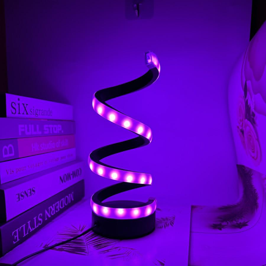 Modern RGB Spiral Table Lamp with 36 Color Modes - Minimalist USB Plug-in