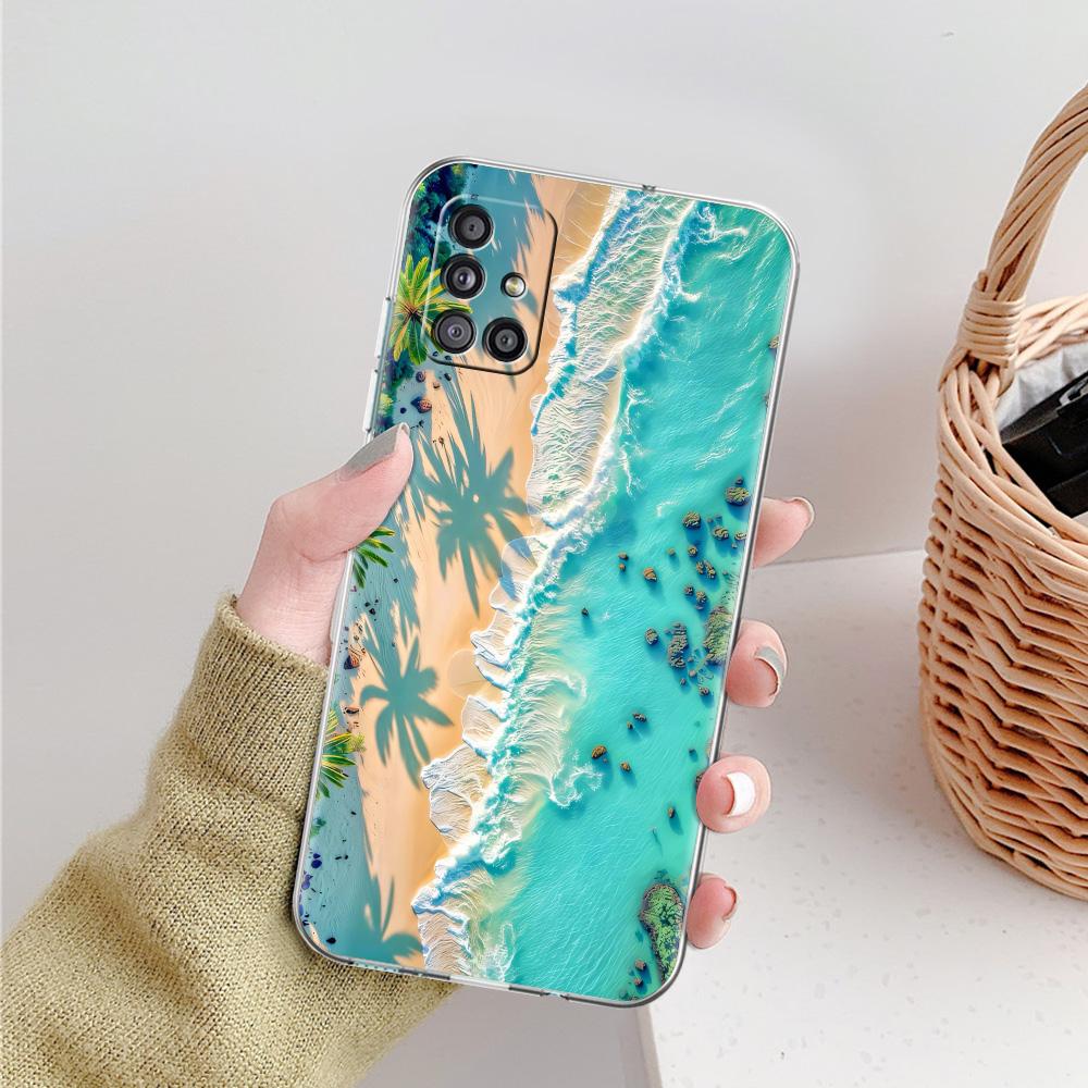 Case For Samsung A15 A13 A35 A55 A51 A71 A41 A31 A21S A05 A17 A23 A25 A33 A53 A73 5G A07 4G Cover Seaside Scenery Wave Beach