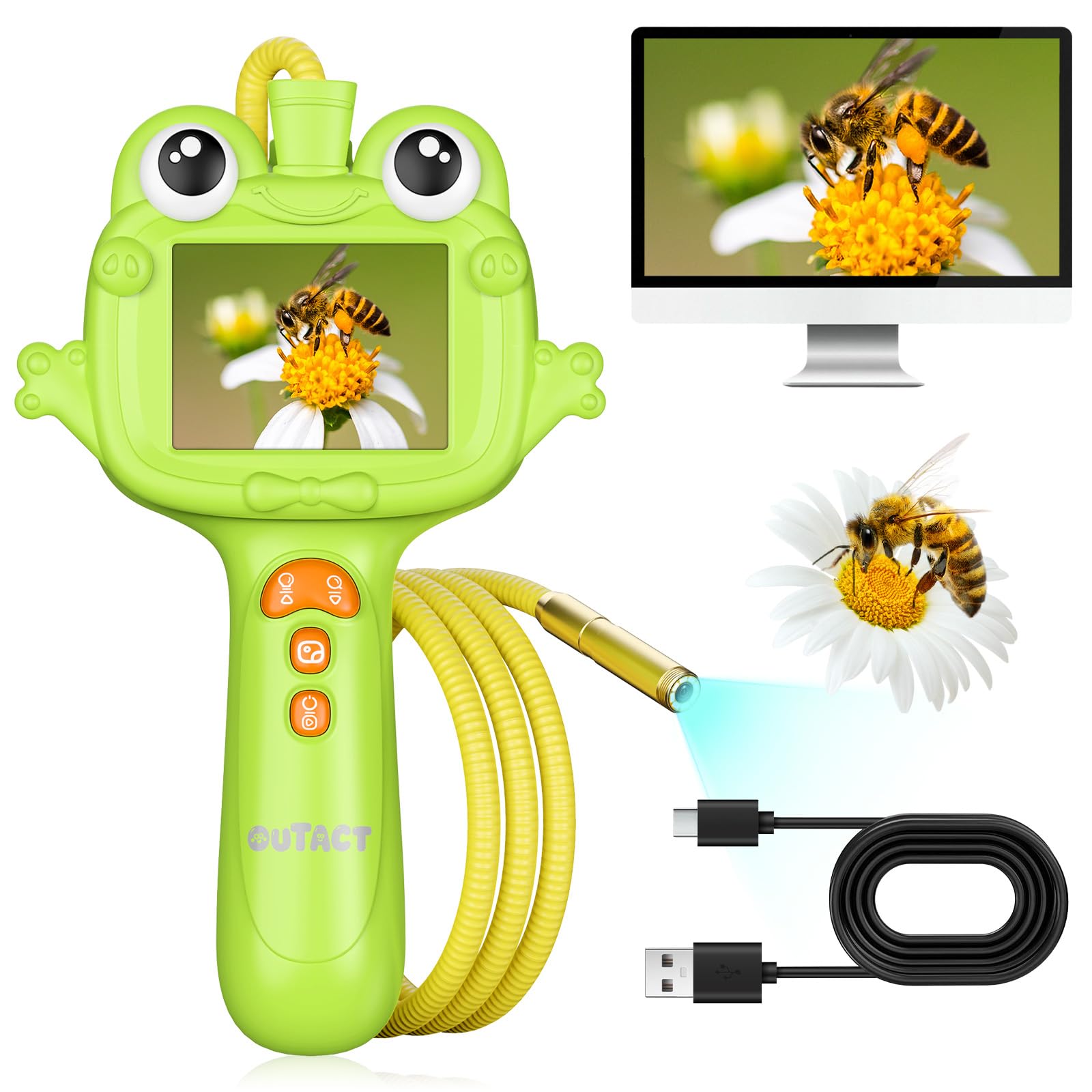 

OUTACT STEM Образовательный IPS USB ПК Электронный 1M Регулируемый IP67 для Мальчиков Начальной Школы и День Рождения Инструмент Научного Образования Детский Микроскоп, зелёный