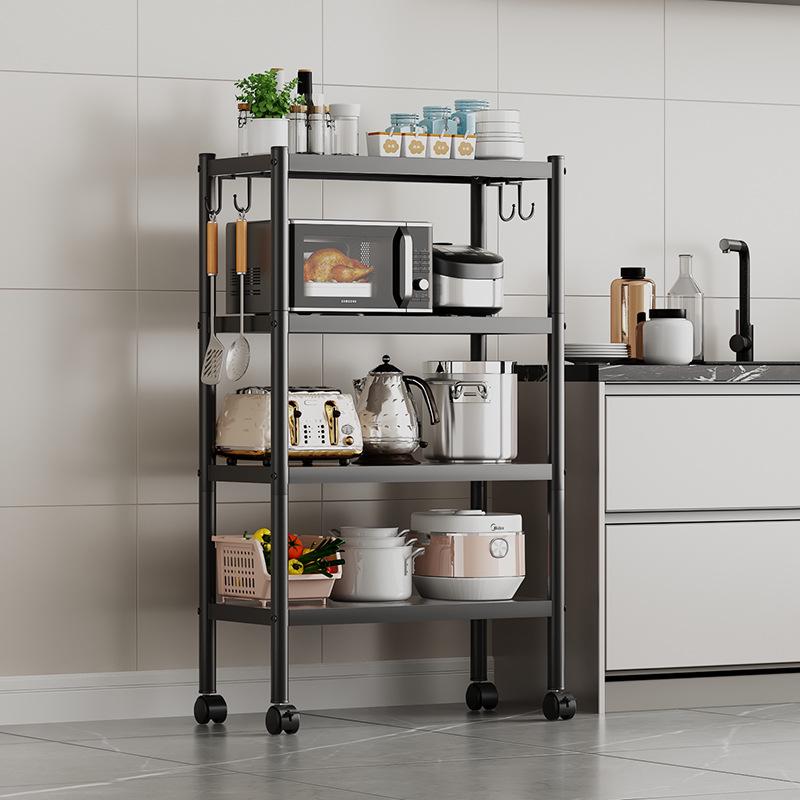 Multi-layer Floor-standing Kitchen Storage Rack for Pots and Microwave Oven