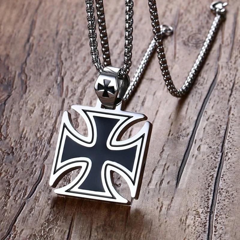Collana da uomo con croce in acciaio inossidabile color argento, croce della fede, ciondolo con versetto biblico, medaglietta, regali di compleanno per ragazzi