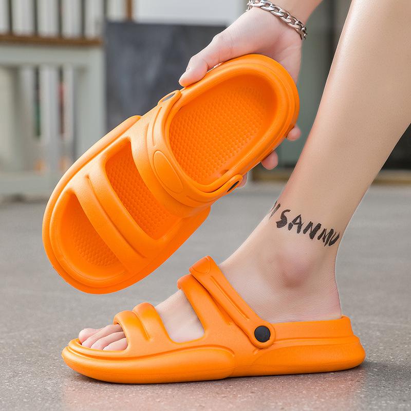

Summer men s fashion trend outdoor wear slippers non-slip large size couple sandals men s household one-word drags men 37 помаранчевий
