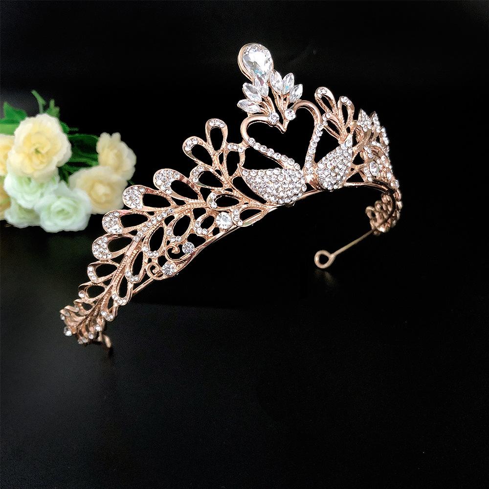 Wedding Headwear New Alloy Rhinestone Swan Crown Korean Style Fairy Photography Photo Wedding Accessories Bridal Crown