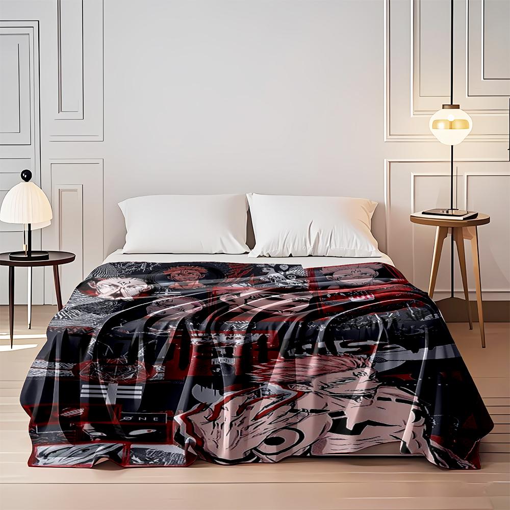 "Jujutsu Kaisen Sukuna Collage Design Blanket Flannel blanket for bedroom, living room, sofa, and nap sofas"