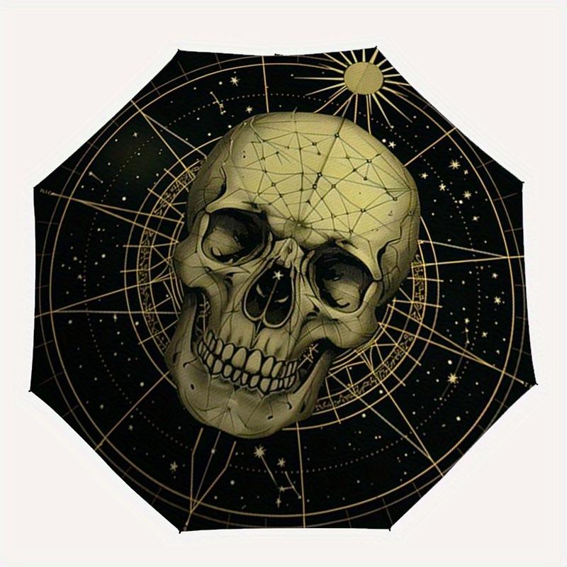 Starry Night Skull: Celestial Art CoasterUmbrella, Portable 3-Fold Compact Umbrella,Christmas Gift ES576