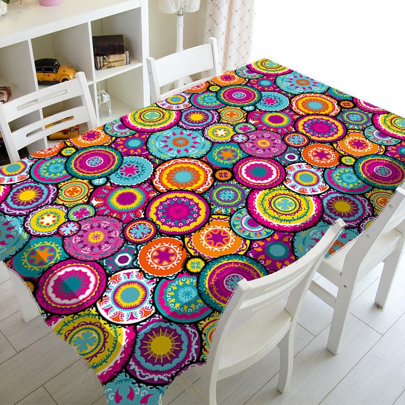 1 Stück Bunte geometrische Muster Tischdecke, Rechteckige Tischabdeckung, Geeignet für Küche, Esstisch, Partydekoration, Heimverschönerung, Tischzubehör