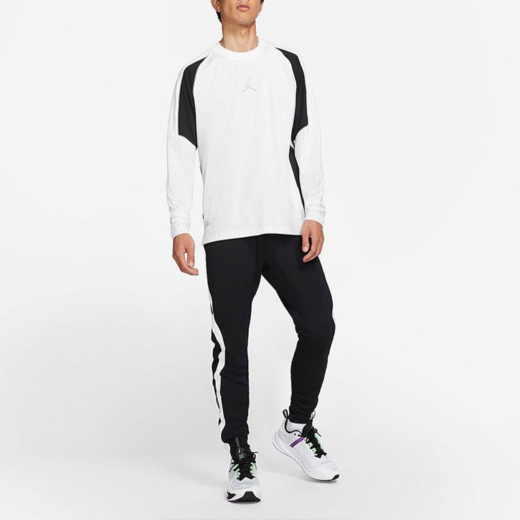 Air Jordan Jumpman Color Block Quick-Drying Crew Neck Long Sleeve T-Shirt Men Tops White CV2352-100