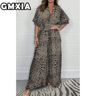 Mode Damesmode Casual Luipaardprint Zomer Lente Korte Mouw POLO-Hals Bodysuits