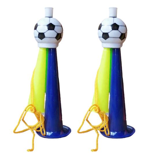 2Pcs Soccer Horn for Kids, 3 Tone Cheering Noise Maker for Sports Game, Handheld Football Shaped Trumpet for Stadium, Fan Party Supplies