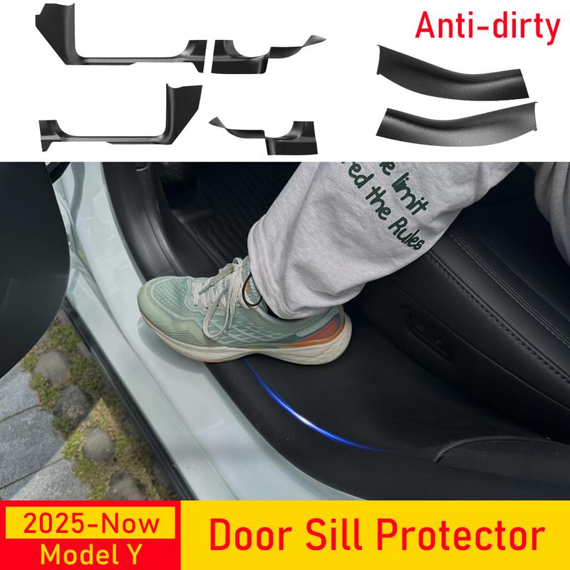 For Tesla ModelY Juniper 2025 2026 Front Rear Door Sill Protector Threshold Strip Anti-kick Guard Panel Mats Pad Car Accessories