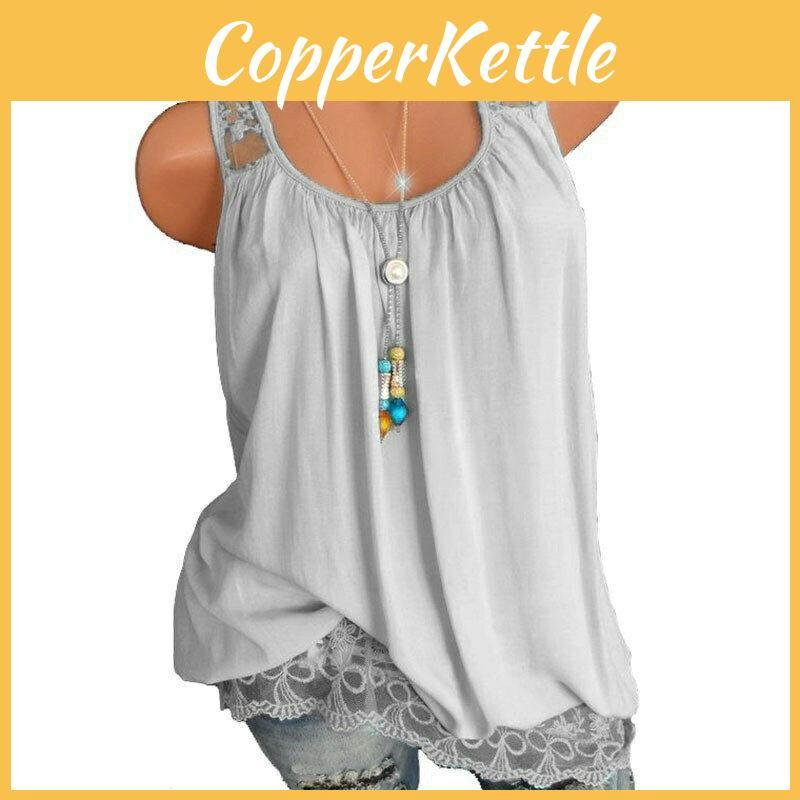 Premium Quality Sexy Women's Summer Sleeveless Lace T-shirt Vest For Effortless Style