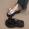 Fashion Women's Fashion Platform Sandals Summer New Round Head Open Toe Butterfly Knot Anti-slip Wear-resistant Wedge Slippers