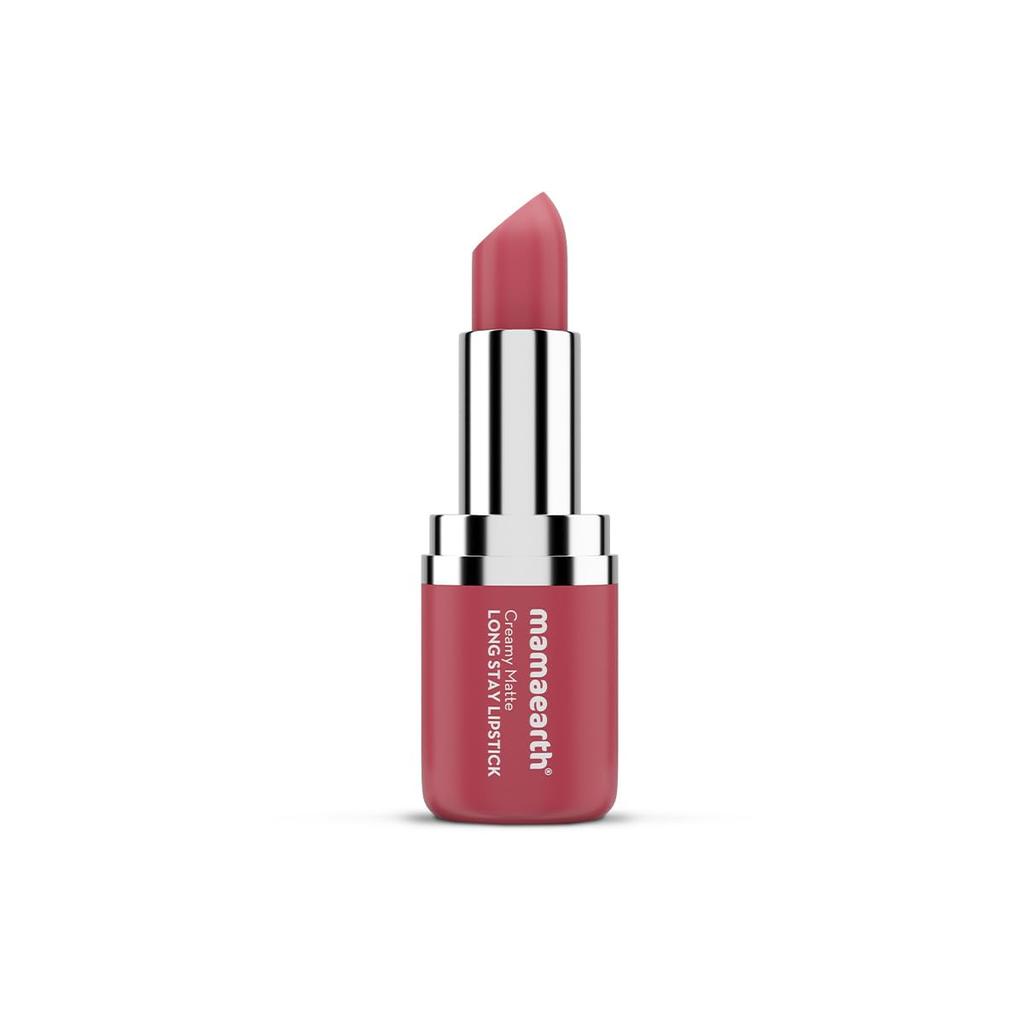 Mamaearth Creamy Matte Long Stay Lipstick 4.2g Pink Rose 8-Hour Hydrating Color Payoff