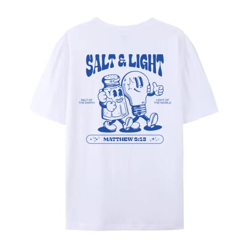 Soľné Svetlo Vtipné Biblické Verše Tričká Zadná Potlač Retro Streetwear Grafické Tričká Dámske Unisex Kresťanské Tričko Ježiš Viery Vrcholné Darčeky