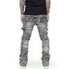 DRIPX Nuovi Jeans da Uomo Strappati Stacked Distressed Slim Fit Skinny Gamba Dritta Moda Hip Hop Pantaloni in Denim Streetwear Casuale