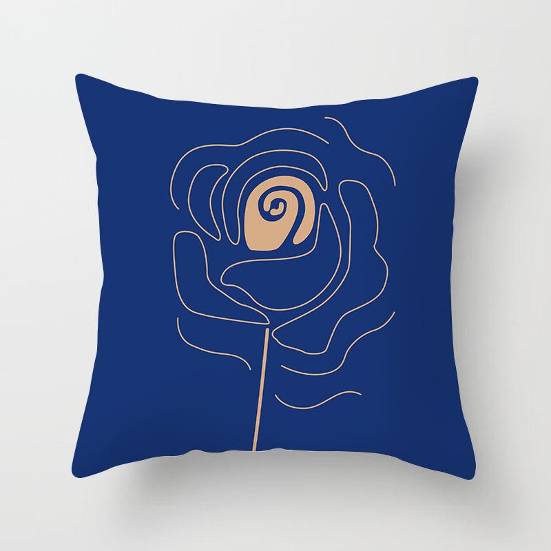 New Ins Nordic-style Pillowcase Geometric Abstract Art Figure Blue Pillow Cushion Cover