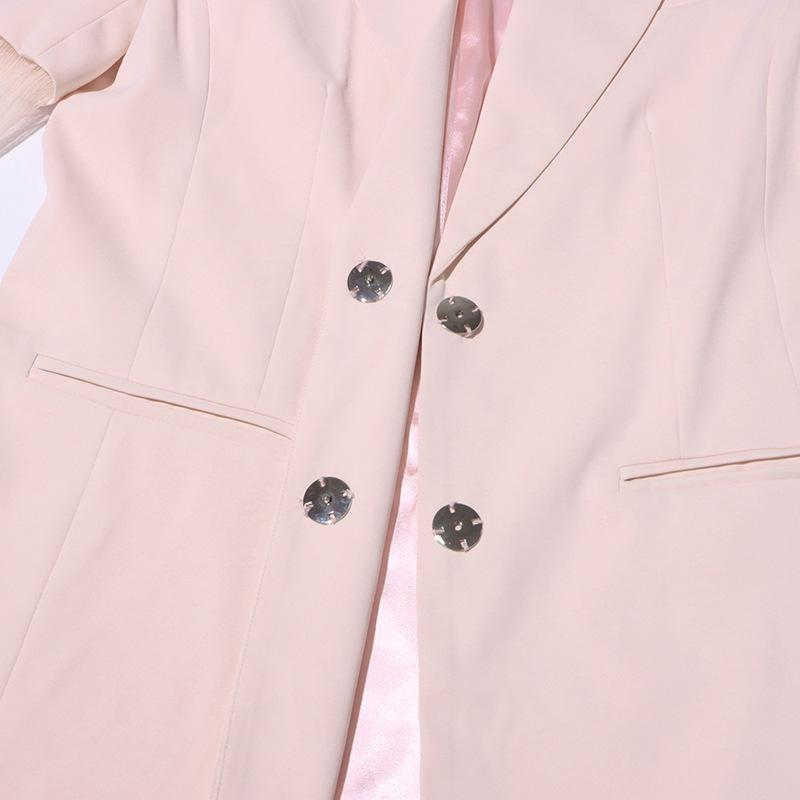 2025 Women's Autumn Commuter Long Sleeve Suit Jacket with Lapel and Sheer Paneling
