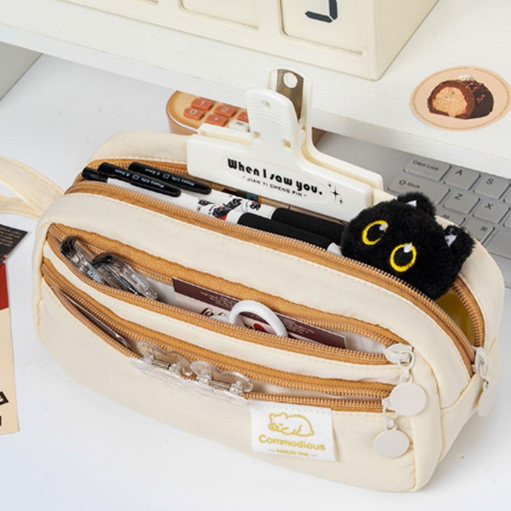 Large Capacity Stationery Pen Bag Three Layer Pencil Storage Bag Pencil Case  School Supplies